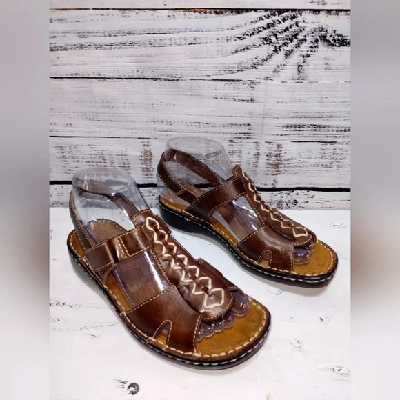 Natural Soul Naturalizer Caleb Sandal‎ Brown Size 6 Embroidered Leather Open Toe - Picture 1 of 6
